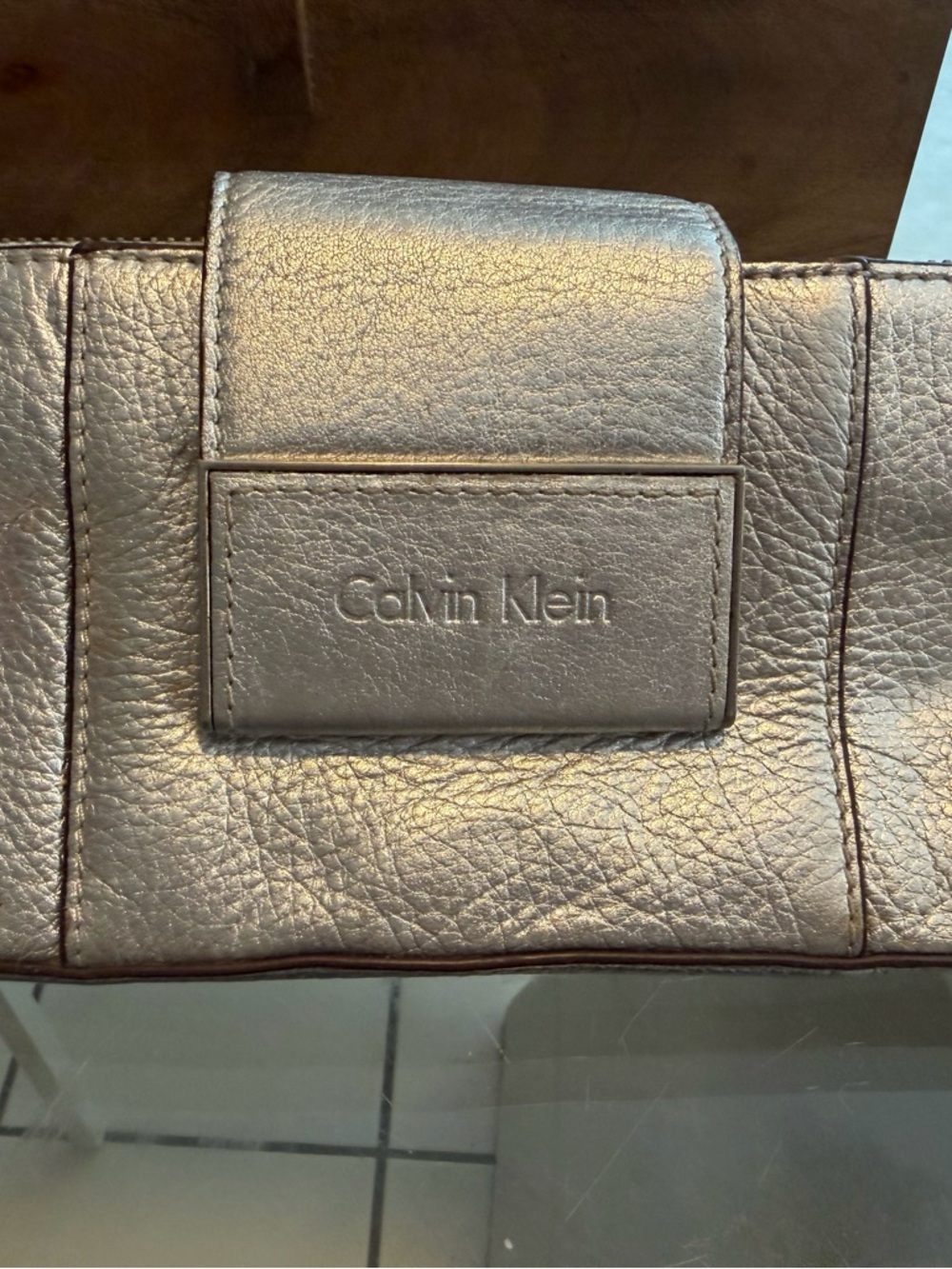 Calvin Klein Metallic Silver Leather